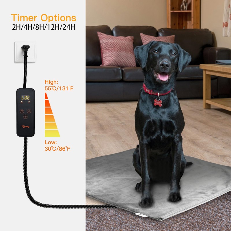 Toozey Pet Heating Pad, 6 Adjustable Temperature Dog Cat Heating