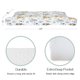 HawSkgFub African Safari Jungle Animals Eucalyptus Leaf Changing Pad Cover Baby Girls Boys, Giraffe Elephant Lion Zebra Diaper Change Table Sheet, Stretchy Safe Snug Fitted Changing Mat 32"/34" x 16"