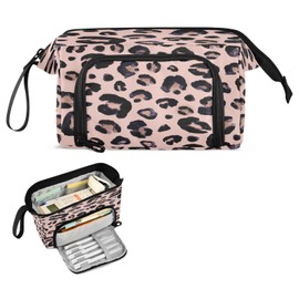 SUABO Big Capacity Pencil Case Leopard Print Cheetah Pink Pouch Pen Case Pencil Box Stationery Bag Makeup Bag Office Organizer for Adults