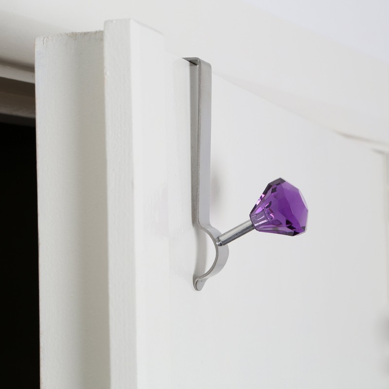 Premier Housewares 509777 Diamante Over Door Hook - Purple H12
