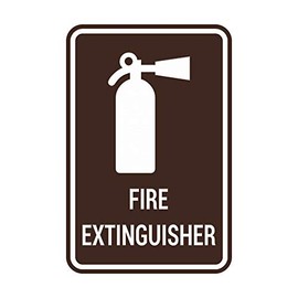 Signs ByLITA Portrait Round Fire Extinguisher Sign with Adhesive Tape, Mounts On Any Surface, Weather Resistant, Indoor/Outdoor Use (Dark Brown) - Small