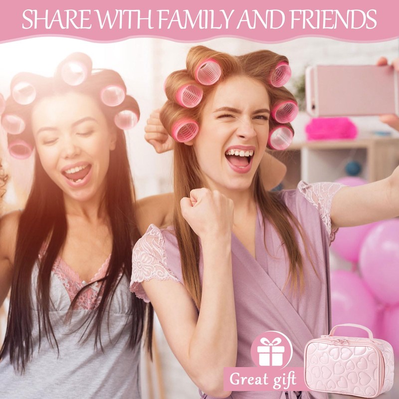 Obeoby 4 Sizes Hair Rollers with Gift Makeup Bag, Rollers