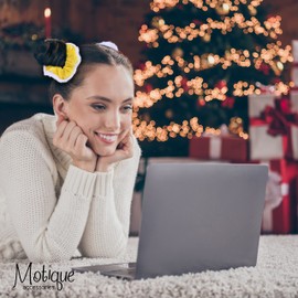 Velvet & Fur Hair Scrunchies for Women and Girls Set of 2 Yellow