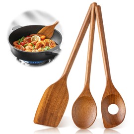 Set of 3 Wooden Cooking Spoons, Kitchen Utensils, Durable Antibacterial, Cooking Spoon Set for Non-Stick and Clay Pots, Natural Wood Wooden Spoon for Different Cooking Needs