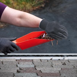 Gutter Scoop Cleaning Tools - Easy Removal of Leaves and Dirt - Deep Curved Gutter Scooper Shovel for Leaves & Debris, High-Impact Polypropylene, Ergonomic Handle, Fits Most Rain Gutters