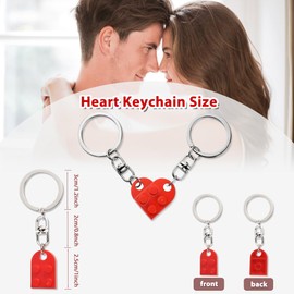 AIVEKE Heart Key Fob – Pack of 2 Heart-Shaped Key Fob Partner for Both Key Chains Couple for Valentine's Day Christmas Gift Heart Shaped Building Block, red