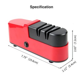 Kitchen knife sharpener electric knife scissor sharpener Polish Slotted Screwdriver Sharpen with Replaceable Wheels (Red)