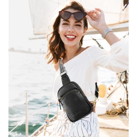 Kattee Sling Bag for Women, Small Genuine Leather Crossbody Chest Bags, Soft Shoulder Daypack Travel Outdoor