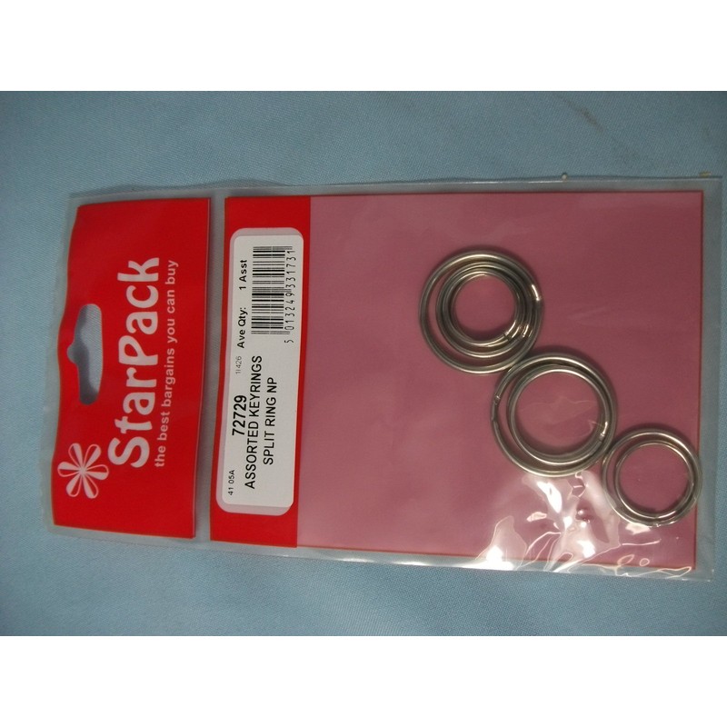 Assorted Keyrings Split Ring NP, Starpack Hardware 72729