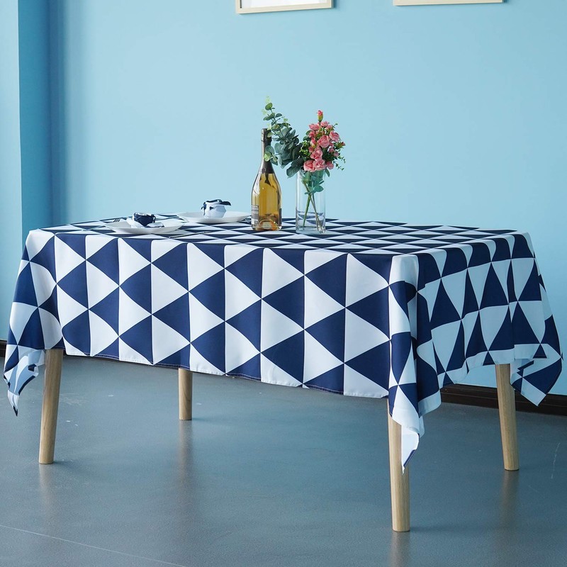 WedDecor 60 x 84 Inch Geometric Triangles Tablecloth Rectangle, Waterproof