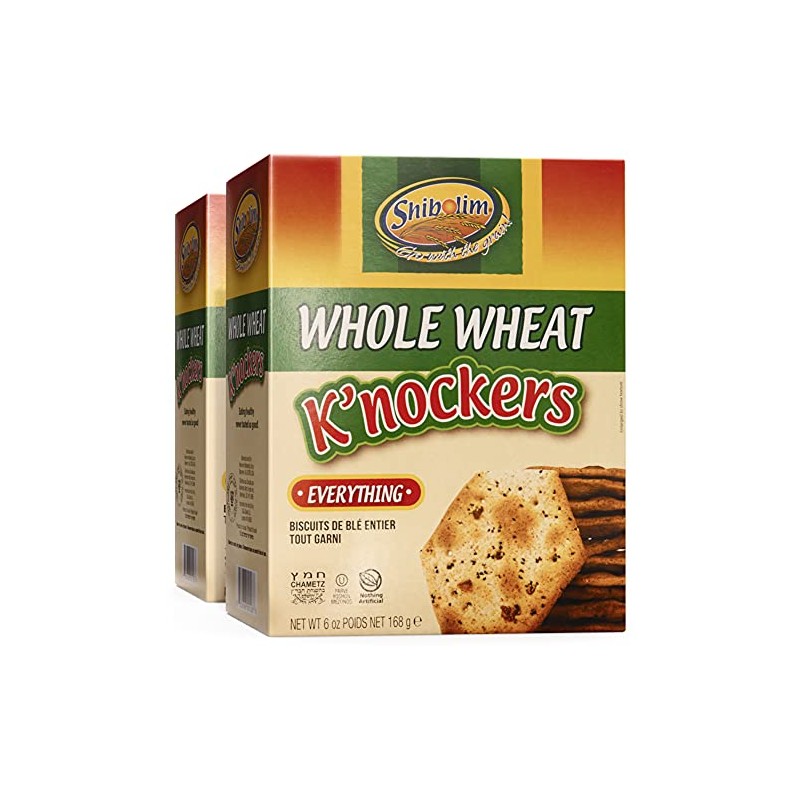 Shibolim Whole Wheat Crackers with Everything Seasoning, 6oz (2 Pack)