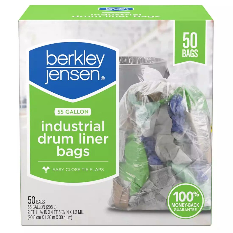 Berkley Jensen Heavy Duty Clear Drum Liners Bags 55 Gallon