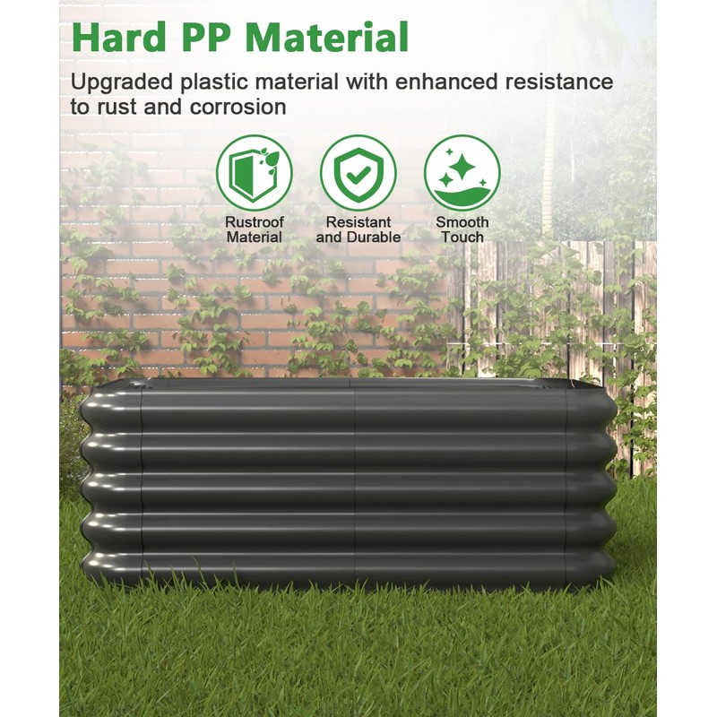 Sprimden 3.0x3.0x1.0ft Raised Garden Bed Kit, Rustproof PP Material Garden