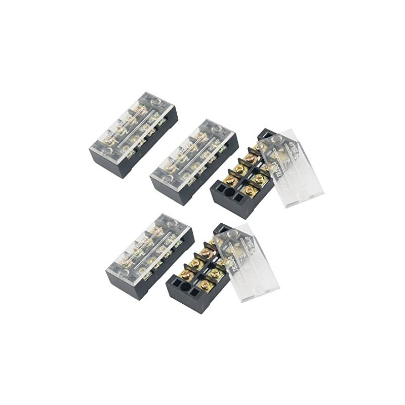 URBEST® 5 Pcs Dual Row 4 Position Covered Screw Terminal