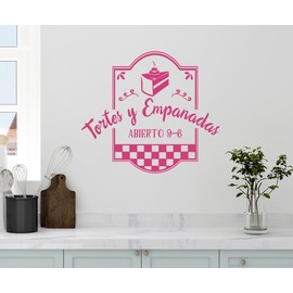 24"x20" Tortes Y Empanadas Tart Pastry Kitchen Pie Abierto Open Sign Kitchen Bakery CAF_ Shop Spanish Wall Decal Sticker Art Mural Home Decor