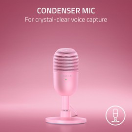 Razer Seiren V3 Mini USB Microphone: Condenser Mic - Supercardioid Pickup Pattern - Tap-to-Mute Sensor with LED Indicator - Shock Absorber - Ultra Compact - PC, Discord, OBS Studio, XSplit - Quartz
