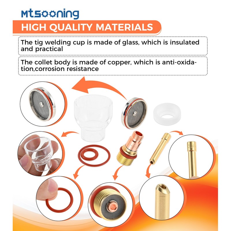 TIG Torch Glass Cup,2.4mm High Heat Welding Torch Glass Cup