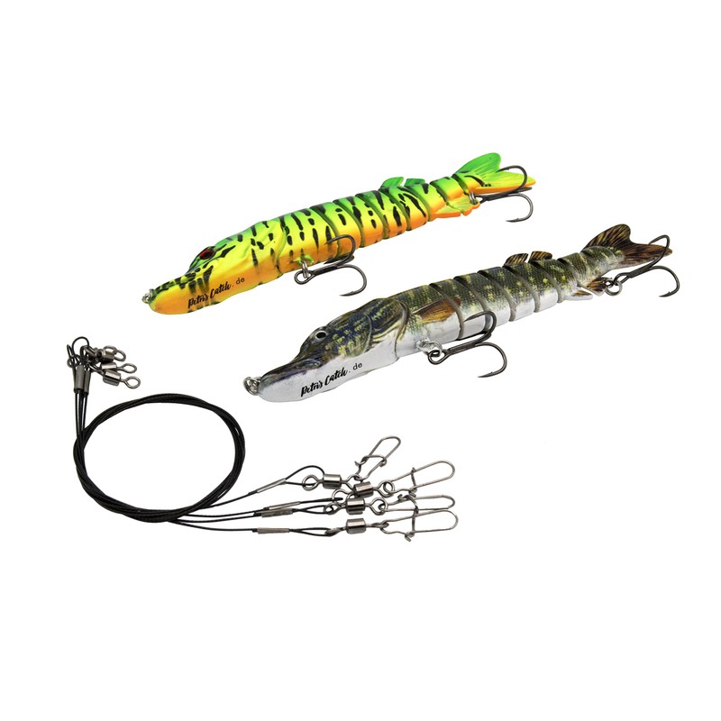 PetrisCatch Set of 2 Wobblers + 4 Steel Leaders, 15