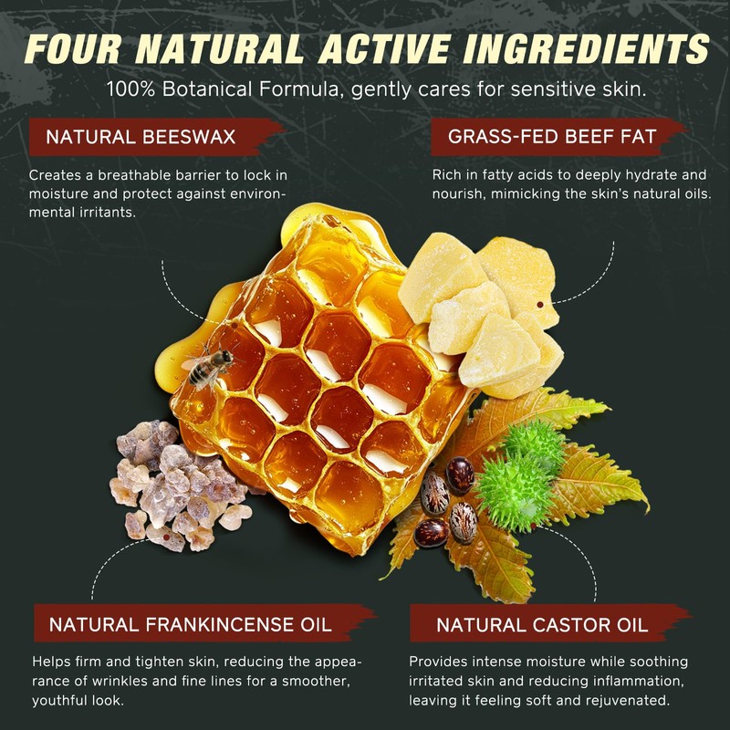 Beef Tallow Skin Care with Castor Oi & Frankincenses, Grass