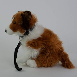Teddys Rothenburg Uni-Toys Longhaired Collie with Blesse Sitting 35 cm Cuddly Toy Dog