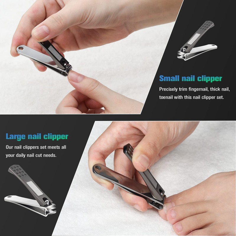 FVION Nail Clippers Set, Nail Cutter Stainless Steel for Thick