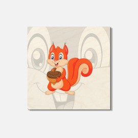 Unbranded Cartoon Funny Squirrel Animal 4'' X 4'' Square Wooden Coaster