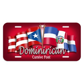Puerto Rico Dominican Unity Flags Auto Size License Plate Gifts Ladies Men Car Accessories Puerto Rican Dominica Personalize