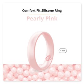 Knot Theory Pearly Pink Silicone Ring for Women - Breathable Comfort Fit 4mm Wedding Band Size 8October Birthstone
