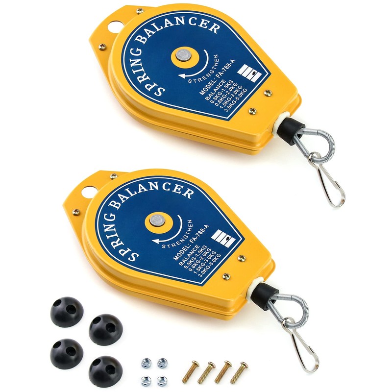 QWORK Spring Balancer, 2 Pack 3.3lbs - 6.6lbs Bearing Retractable