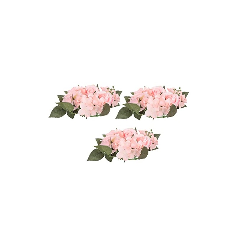 LIFKOME 3piezas Anillo De Vela Flores Artificiales De Rosas para
