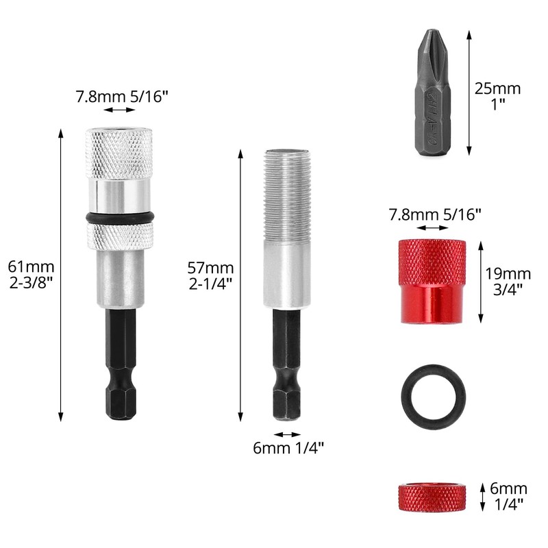 QWORK® 2Pcs Magnetic Drill Bit Holder 1/4 Inch Hex Shank