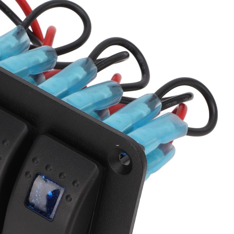 3 Gang Rocker Switch Overcurrent Protection LED Blue Backlit IP65