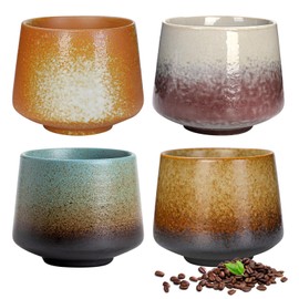 Espresso Cups Set, 4-Piece Cappuccino Cups 190 ml, Ceramic Espresso Cups, Espresso Cups Set, Mini Espresso Cups, Espresso Cups Stoneware, Coffee Cups for Macchiato Espresso Mocha