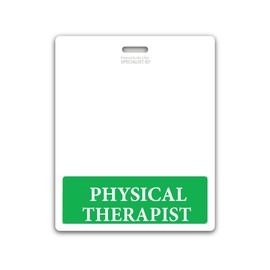 Oversized Physical Therapist Badge Buddy Horizontal - XL Badge Buddies Role I’D Backer Card for PT - 3 3/8 X 4 1/8 - Wear with Existing I’D Holder - USA Printed by Specialist ID (Green)