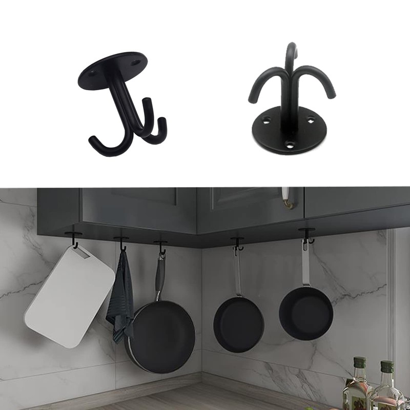 Ymaiss 4Packs Stainless Steel Mount Ceiling Hooks with 3 Hooks,