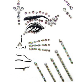 Siyaodafer Mermaid Face gem, face Jewels Rhinestones makeup Temporary Crystal Stickers Decorations Tattoos Fit for Parties Music Festival (12 Sets) (Blind Box with 12 Different Color Variants)