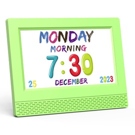 Kids Digital Alarm Clock Colorful, 7" Large LED Time Display Children's Sleep Trainer, Eye-Caring Digital Clock for Girls Boys Bedrooms Bedside, 17 Alarm Clock Settings Easy to Use Kids Birthday Gift