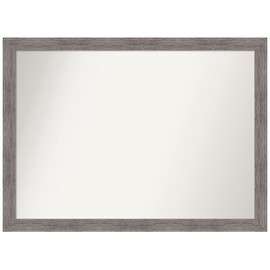Amanti Art Wall Mirror, Pinstripe Plank Grey Narrow Frame Mirror for Wall Decor or use as Bathroom Mirror for Over Sink (30.5 x 41.5 in.) Non-Beveled Mirror, Grey Mirror, Country Rustic Mirror