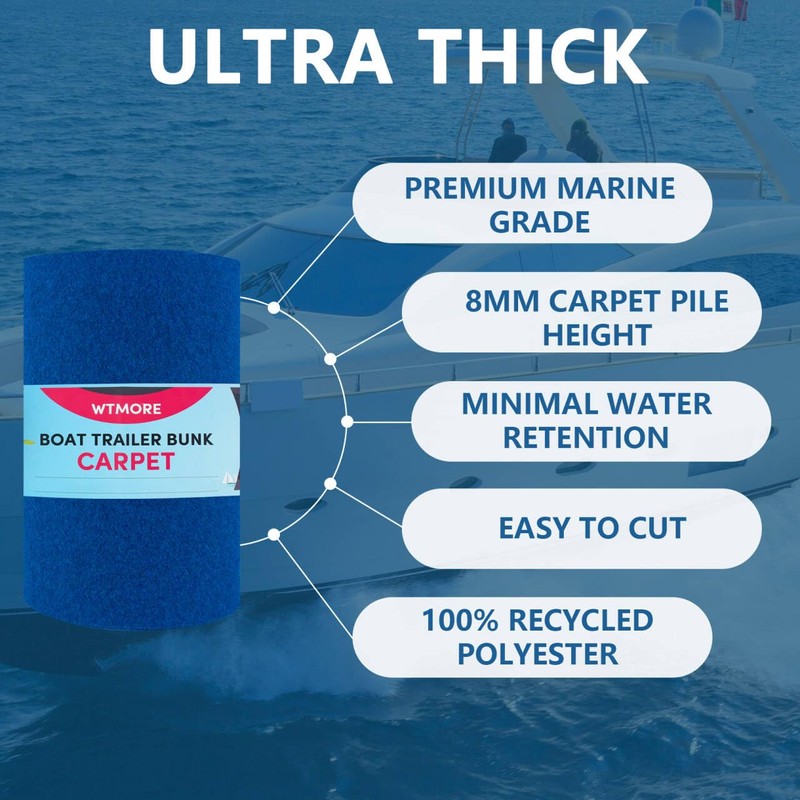 Boat Trailer Bunk Carpet, Marine Grade Carpet 9/11/12/16/17/20/24 Inch for