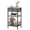 VECELO Tall Side End Table,Nightstands Shelf Storage Organizer with U-Shape