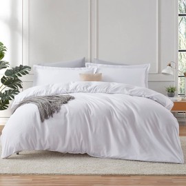 Hearth & Harbor Twin Duvet Cover Set - Soft White Duvet Cover Twin, Double Brushed Twin/Twin XL Duvet Cover 2 Piece with Button Closure, 1 Twin Size Duvet Cover 68x90 inches and 1 Pillow Sham