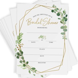 Printed Party Printed Party Bridal Shower Invitations and Envelopes, Greenery, Set of 25