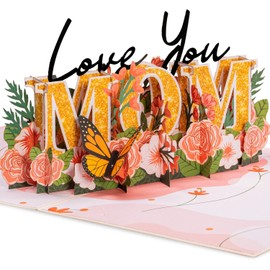 bcgwyep 3D Pop-up Greeting Card - Love You Mom Flower Pop-up Greeting Card, Birthday Card, Thank You Card, Includes Envelope and Note Label.(Style #A)