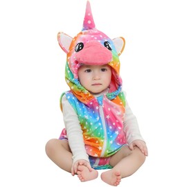 COOKY.D Unisex Baby Sleeveless Animal Cute Romper Jumpsuit Newborn Boys Girls Hooded Outfits,Colorful 0-6 Months