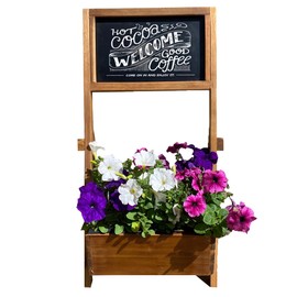 Indoor/Outdoor Acacia Wooden Planter Box & Display Board - Decorative Chalkboard, Rustic Welcome, Holiday & Wedding Signs, 14.75 x 15 x 28 Inches, by Patio Wise