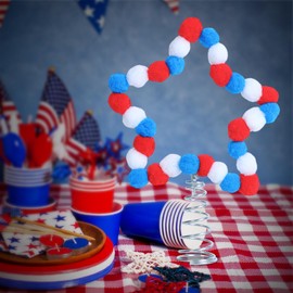 4th of July Star Tree Topper Patriotic Star Tree Topper Independence Day Memorial Day Ornaments for Tree Decoration Red White Blue Party Supplies forTrees Decor Indoor Outdoor