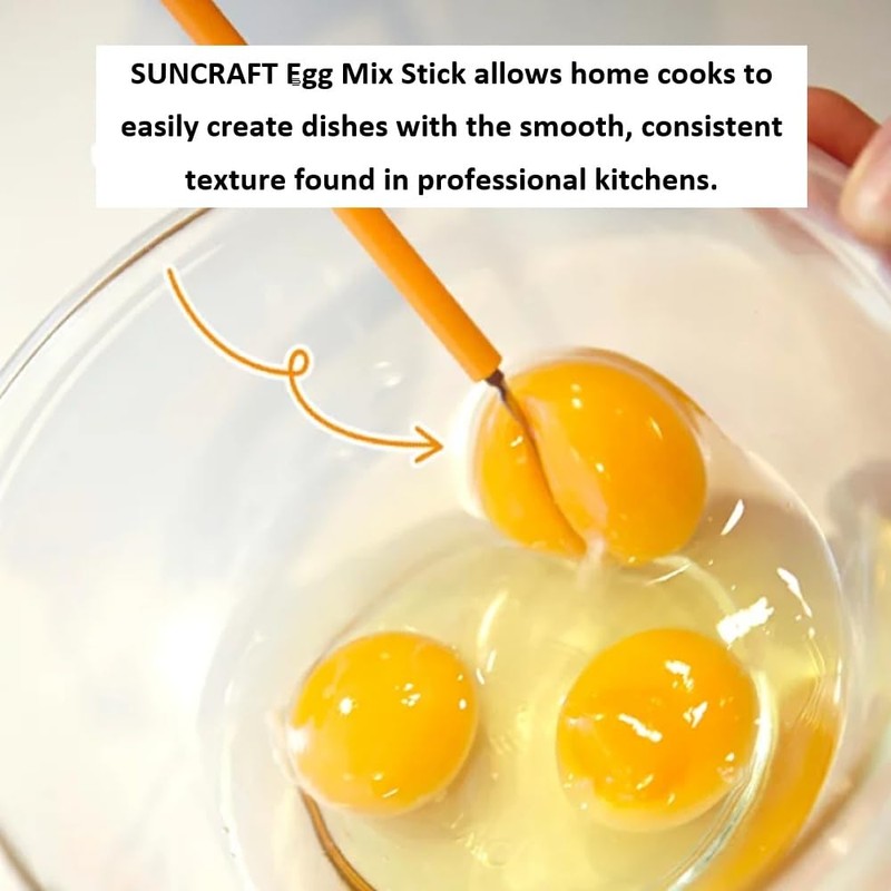 SUNCRAFT Egg Mix Stick, Stainless Steel Blade, Chalazae Removal, Effortless