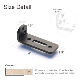 4 Pack 4 Inch Shelf Brackets,1/5" Thick Heavy Duty L Floating Shelf Bracket,Openwork Hidden Shelf Bracket for Shelves Support