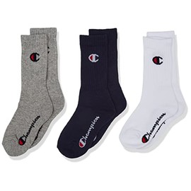 Champion Unisex Children's Socks (Pack of 3), Navy, white, light grey mottled
