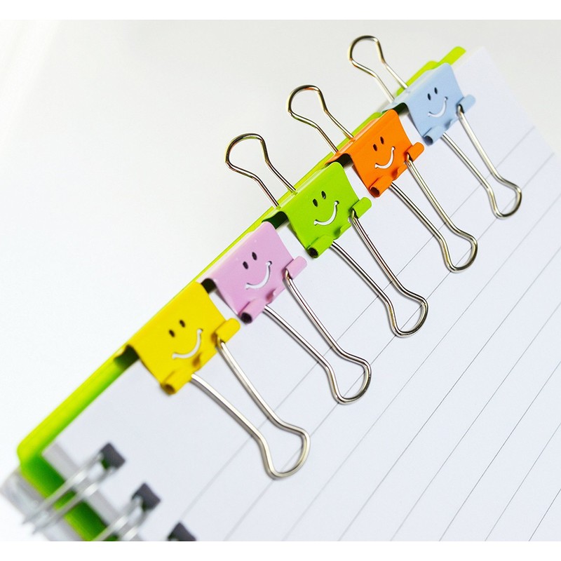 Rapesco 1428 19mm Smile Foldback Clips, Assorted Colours, Pack of